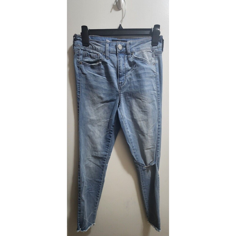 Aeropostale Women's Distressed Raw Hem High Waisted Ankle Jegging Jeans Size 4